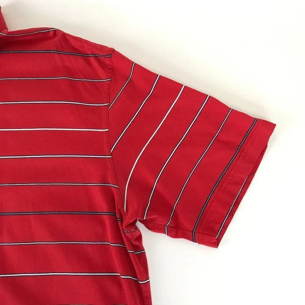 Nike Golf Polo Shirt Men's XXL Short Sleeve Red Striped 100% Cotton Casual